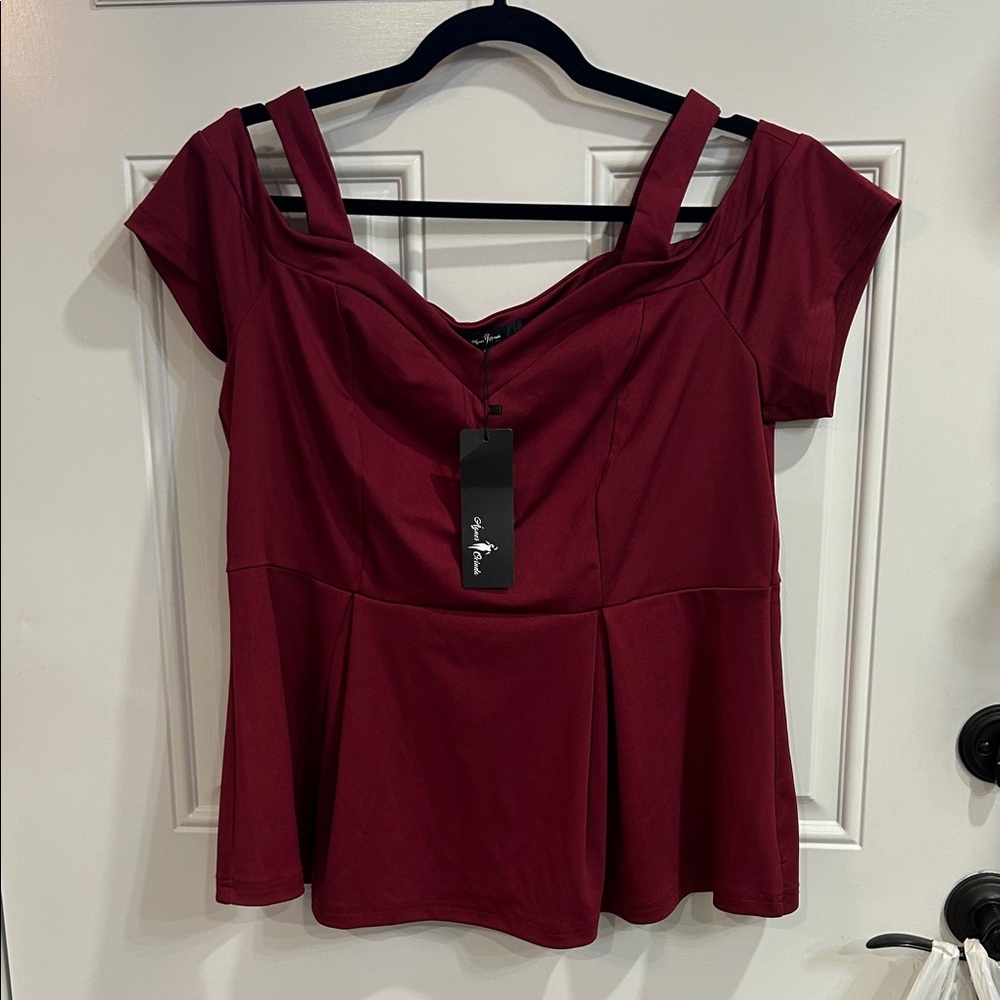 Chic Maroon Off-Shoulder Blouse